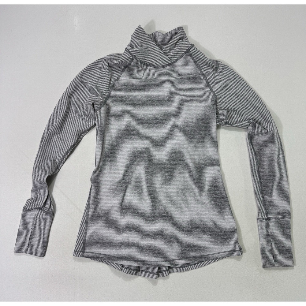 Lululemon Stretch Cinch Long Sleeve Shirt Women's Size 4 Grey Striped Top Active